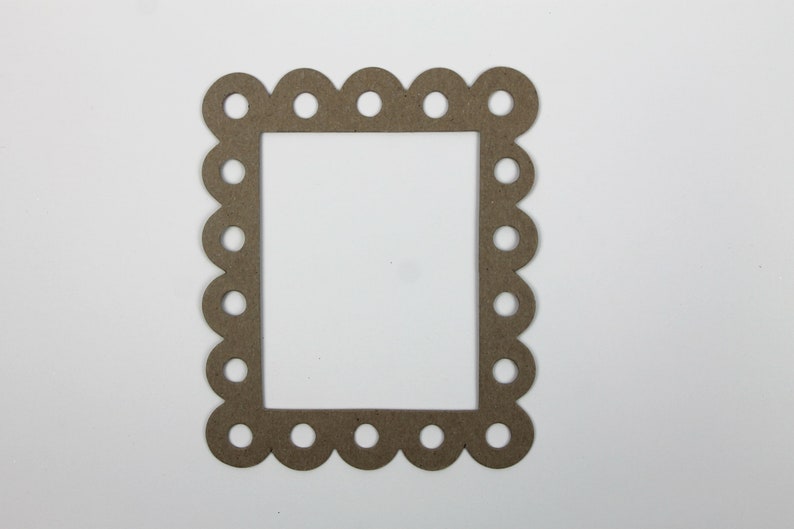 3 Eyelet Frames Bare Chipboard Scalloped Rectangle Frame Etsy