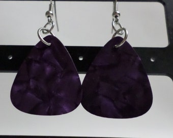 Purple Guitar Pick Earrings