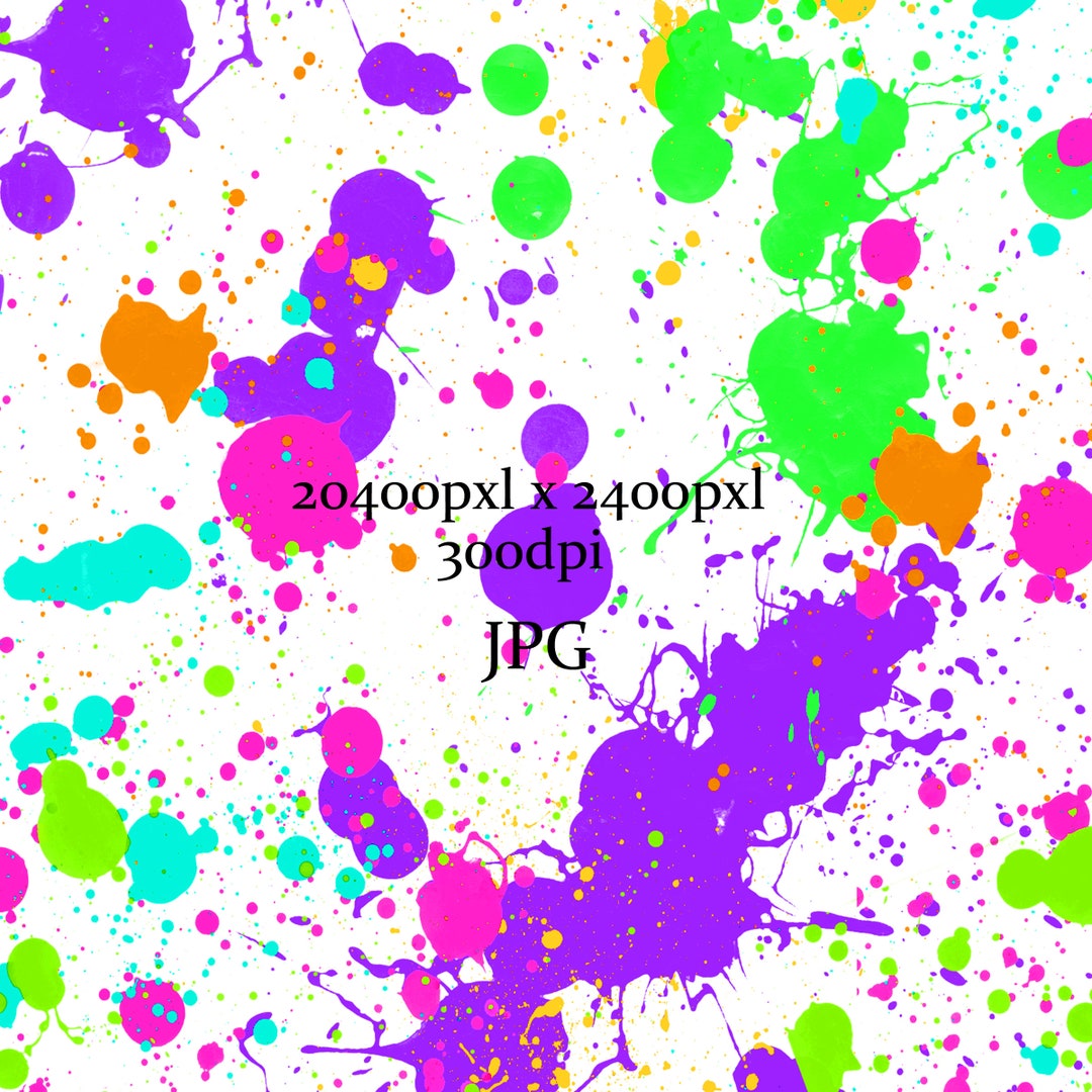 Bright Neon Paint Splatter Purple Orange Green Turquoise Scrap Paper