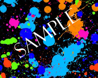 Neon Paint Splatter Background, Colorful Scrapbook Paper (Digital Download)