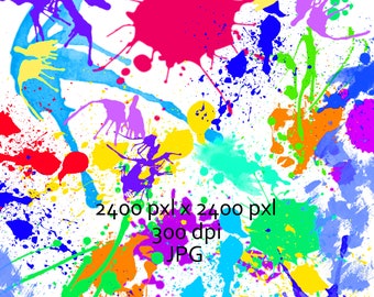 Colorful Paint Splatter Background, Abstract Art (JPG Digital Download)