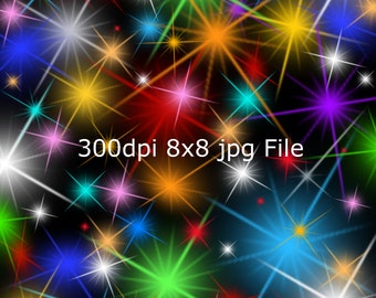 Neon Star Bursts, Party Invitation Background (300dpi JPG)