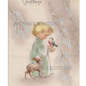 Schattige jaren 1950 engel kerstkaart scrapbooking vakantie ambachten digitale download op 300 dpi