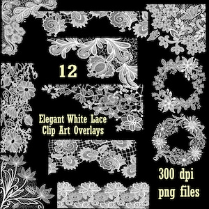 White Lace Clip Art Overlays Wedding Invitations Scrapbooking Journals Greeting Cards Embellishments Crafts png 300 dpi