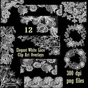 Weiße Spitze Clip Art Overlays Hochzeitseinladungen Scrapbooking Journals Grußkarten Verzierungen Handwerk png 300 dpi