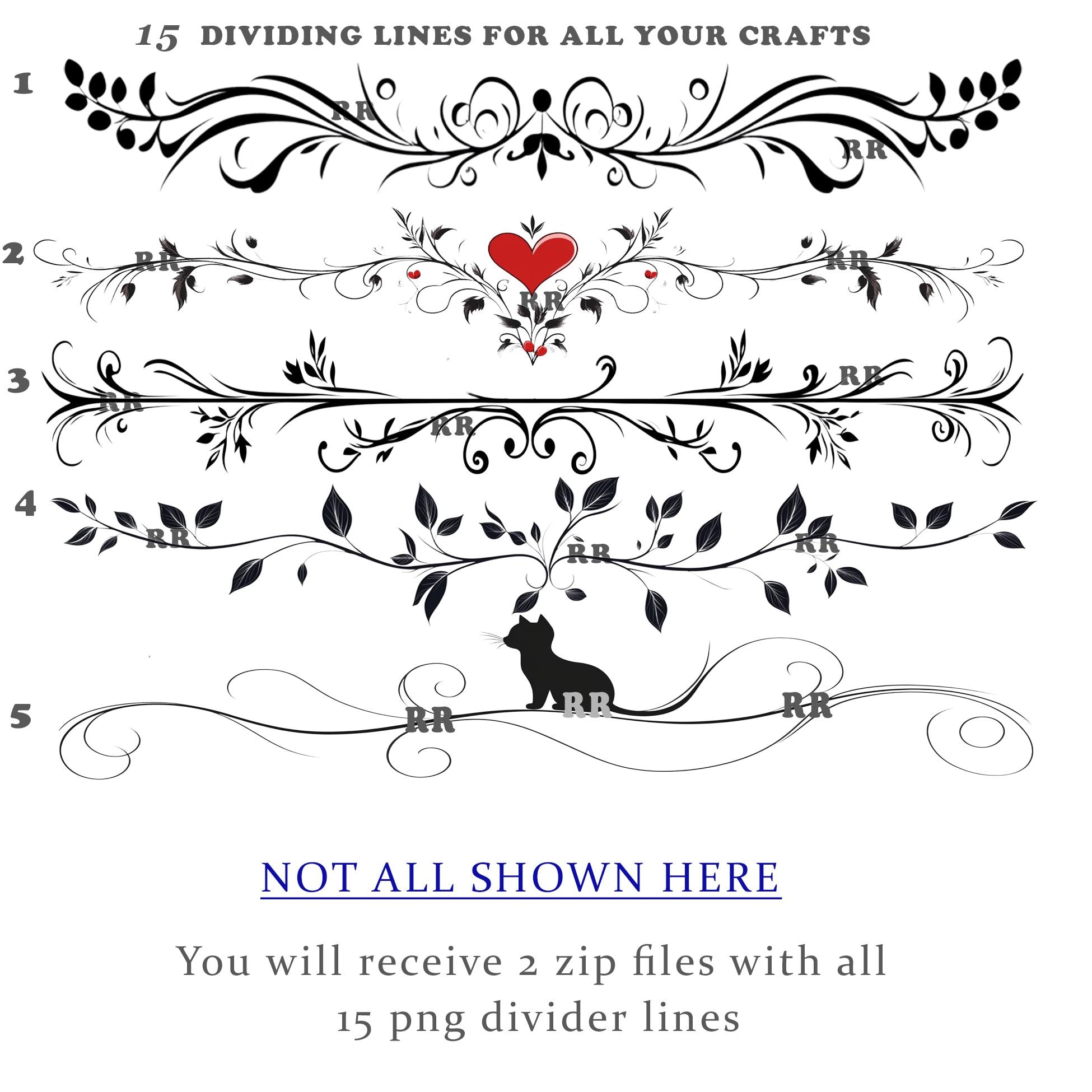 15 Digital Clipart Divider Lines,png Files, 300 Dpi, Wedding ...