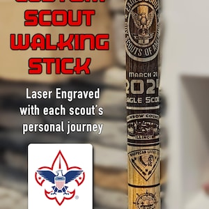 Personalized Scoutmaster Walking Stick: Engraved Recognition Stave, Officially Licensed