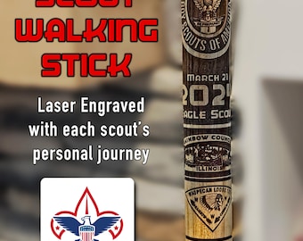 Personalized Scoutmaster Walking Stick: Engraved Recognition Stave, Officially Licensed