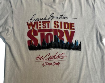 Vintage Leonard Bernstein West Side Story "The Cadets of Bergon County" T-Shirt | Vintage Broadway Tees