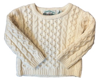 Vintage Arancrafts Kids Knit 100% Merino Wool Sweater | Made in Ireland Baby Wool Sweater