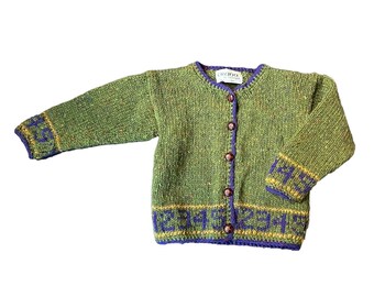 Vintage Baby 100% Wool Number Cardigan | Made in Ireland Kids 1234 Knit Sweater