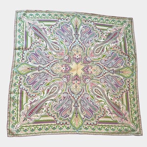 Vintage Pastel Paisley Printed Silk Codello Head Scarf