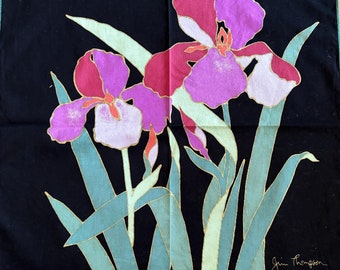 Vintage Jim Thompson Stained Glasses Style Lily Printed Handkerchief