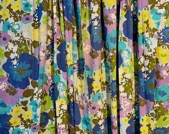 Vintage Blue & Purple Floral Curtains Set | Farmhouse Vintage Home Decoration