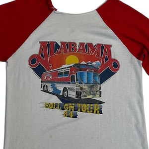 Vintage 1984 Alabama Band Roll On Tour T-Shirt | Baseball Tee | Size Small