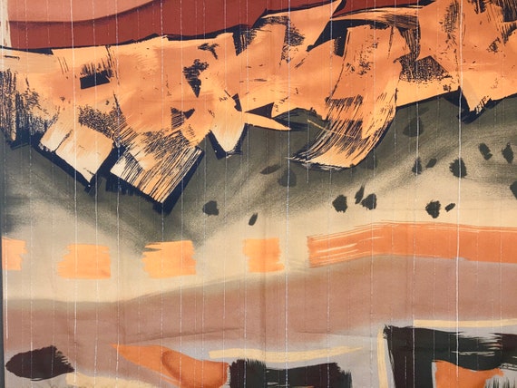 Vintage Abstract Scarf With Silver Threads - image 2