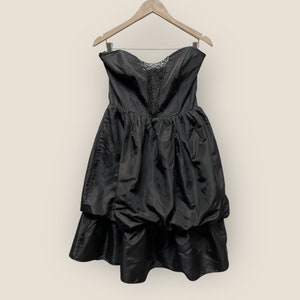Flirty Black Satin Cocktail Party Dress | Vintage Steppin&#39; Out Bubble Homecoming Dress