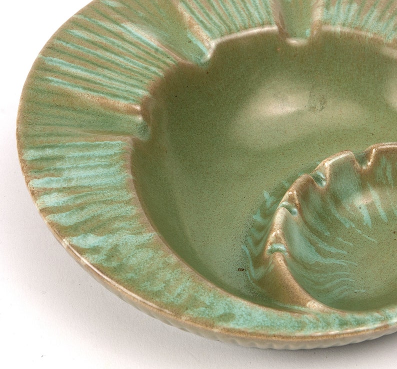 Midcentury Green Ceramic Ashtray image 2