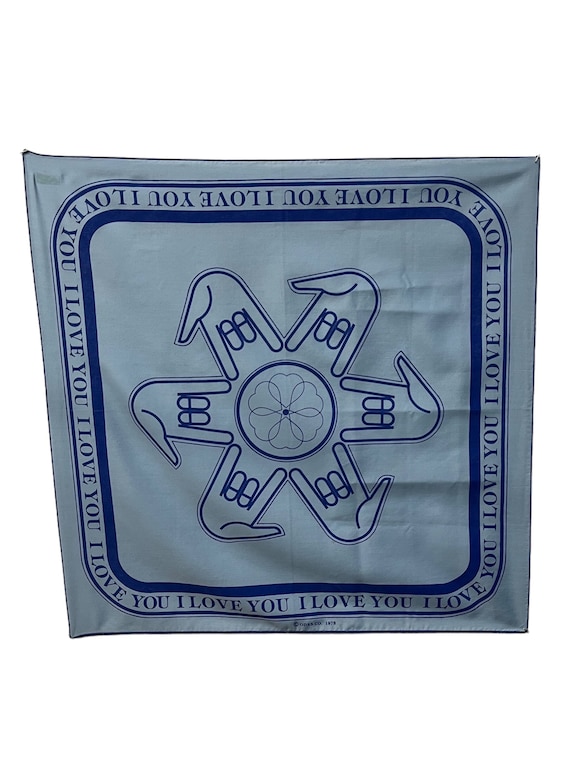 1978 Odas Blue I Love You Sign Language Bandana - 