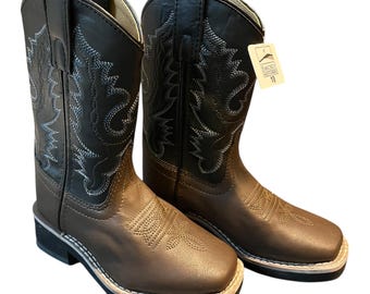 Smoky Mountain Cowboy Boots Black and Brown Size 10 Kids Vegan