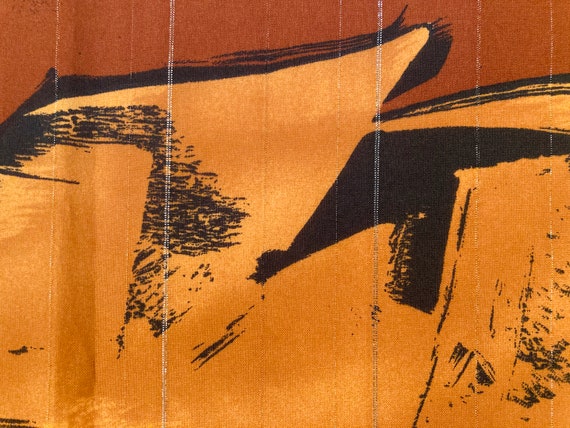 Vintage Abstract Scarf With Silver Threads - image 4