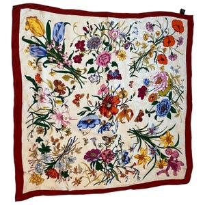 Lamis Mode Bright & Bold Floral Pearl Pure Silk Scarf