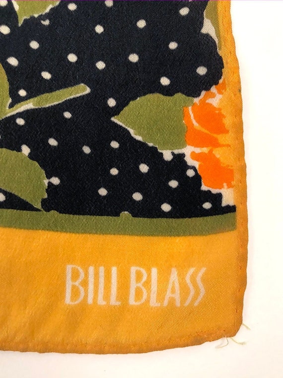 Bill Blass Black and Orange Rose Long Silk Scarf V