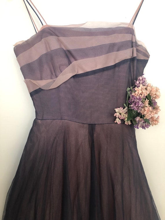 Vintage 1950's Purple tulle Prom dress with shawl - image 2