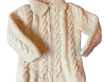 Vintage Baby Cream Cable Knit Long Sleeve Cardigan
