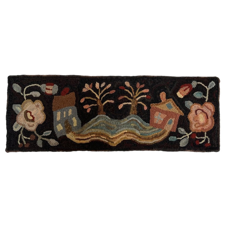 Vintage Handmade Rug Hooking Floral Home Decoration Spring Pastel House ...