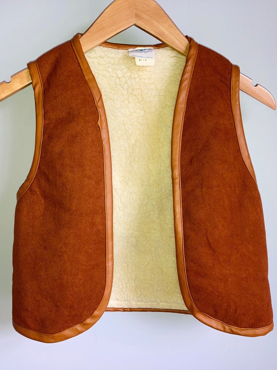 Caramel Faux Suede and Sheepskin Vest 