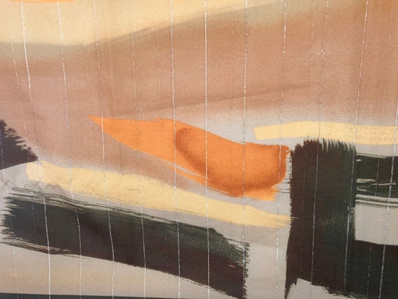 Vintage Abstract Scarf With Silver Threads - image 7