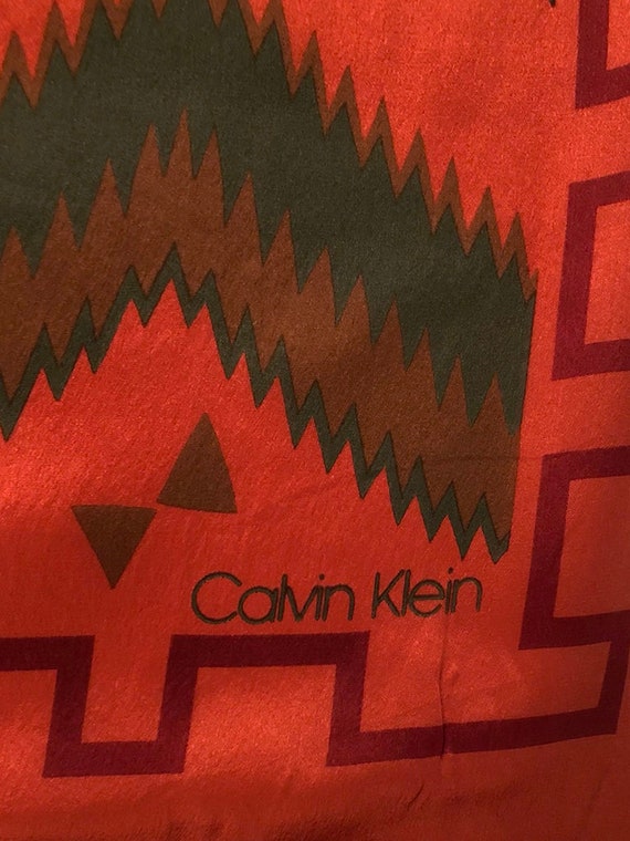 Calvin Klein Rust Red Native American Inspired Pr… - image 1