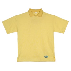 Vintage Adidas Yellow Polo | 1980&#39;s Made in USA Adidas Top | Mens Small Top