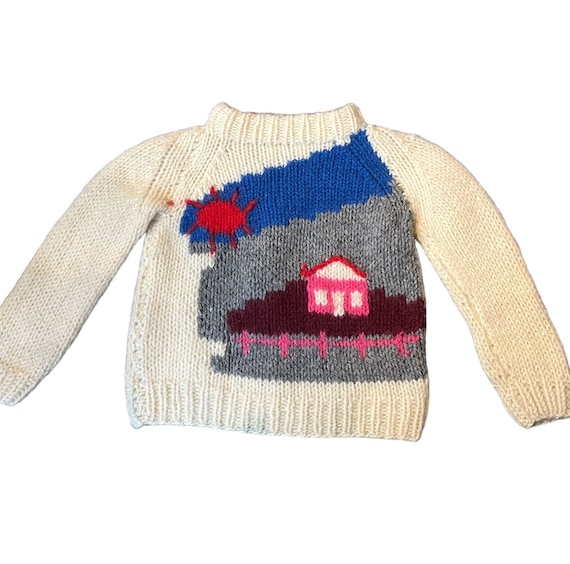 Vintage Kids Knit Picture Sweater | Baby Wool Hou… - image 3