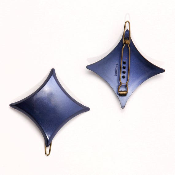Navy Blue Star French Barrettes 1980's - image 2