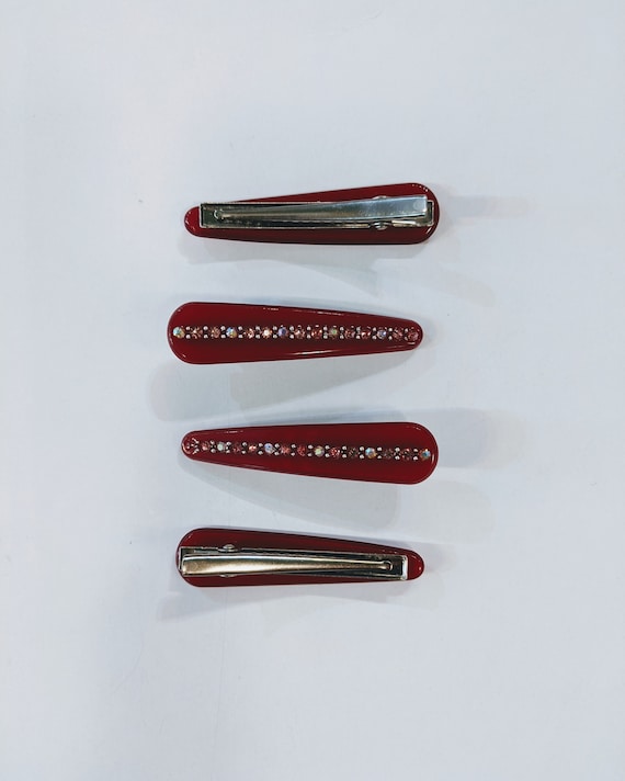 Cherry red or Caramel Brown Barrette with Rhinesto