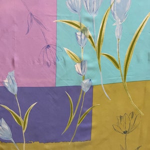 Vintage Echo Pastel Color-block Tulip Silk Scarf - 100% Silk Scarf