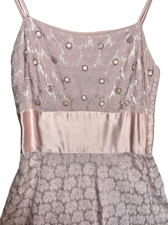 Pretty in Pink Brocade and Glass Sequin Prom Dress - image 3