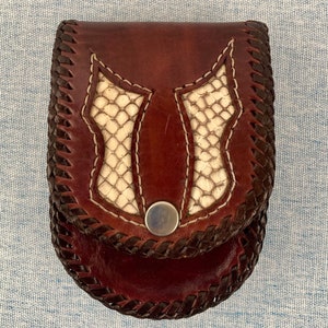 Leather Belt Pouch with Snake Skin Inlay