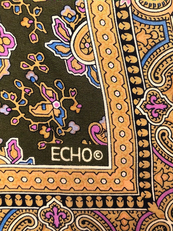 Echo Vintage Brown Paisley Silk Scarf - image 2