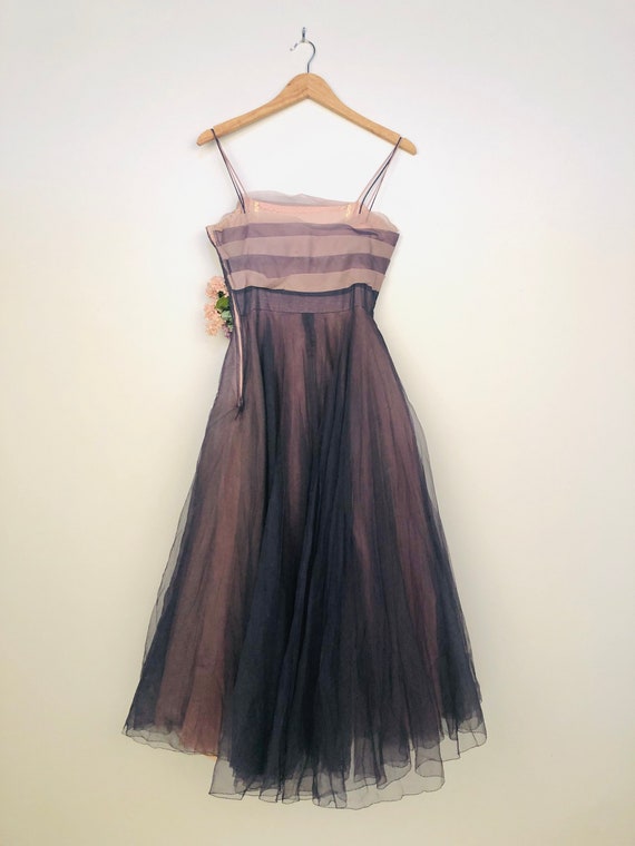 Vintage 1950's Purple tulle Prom dress with shawl - image 4