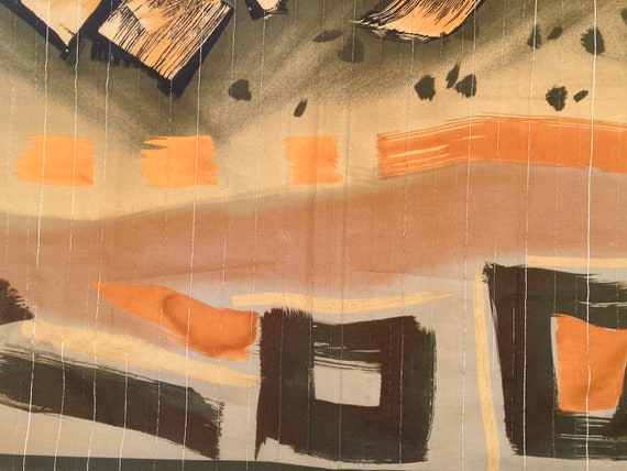 Vintage Abstract Scarf With Silver Threads - image 3