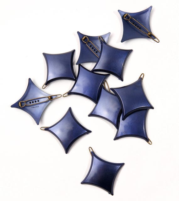 Navy Blue Star French Barrettes 1980's - image 1