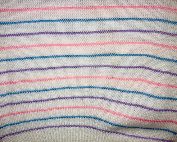Vintage Kid's Sweater White with Pastel Purple, P… - image 4