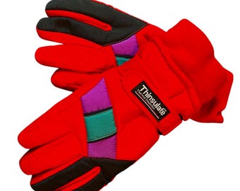 Kids Thinsulate Neon Colorblock Winter Snow Gloves