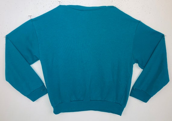 Teal Youth 80's Sweatshirt with Pink Bows, Hearts… - image 2