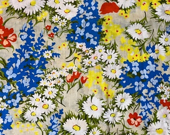 Fields of Flowers | Vintage Floral Primary Color Fabric