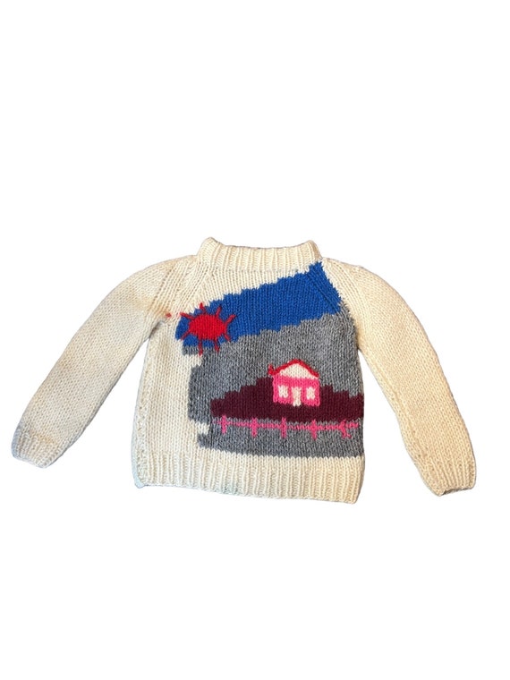 Vintage Kids Knit Picture Sweater | Baby Wool Hou… - image 1