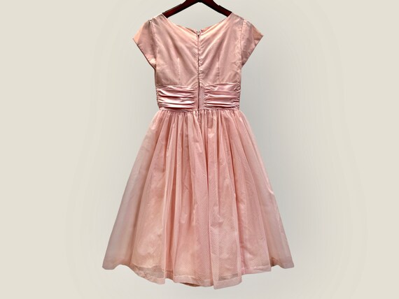 1950’s Pastel Pink Party Dress with White Swiss D… - image 6
